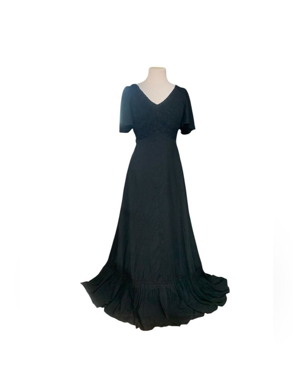 70’s era Witchy boho Black maxi dress by Rags By Kressandra vintage size 9